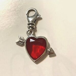 Silpada Sterling Cupid's Bow Red Glass & Sterling Heart with Arrow Charm C2594